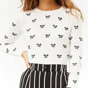 Women's Natural Bow Print Knit Top